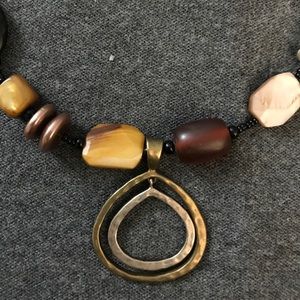 VGUC Silpada Necklace Sterling Silver Pendant brown horn black bronze